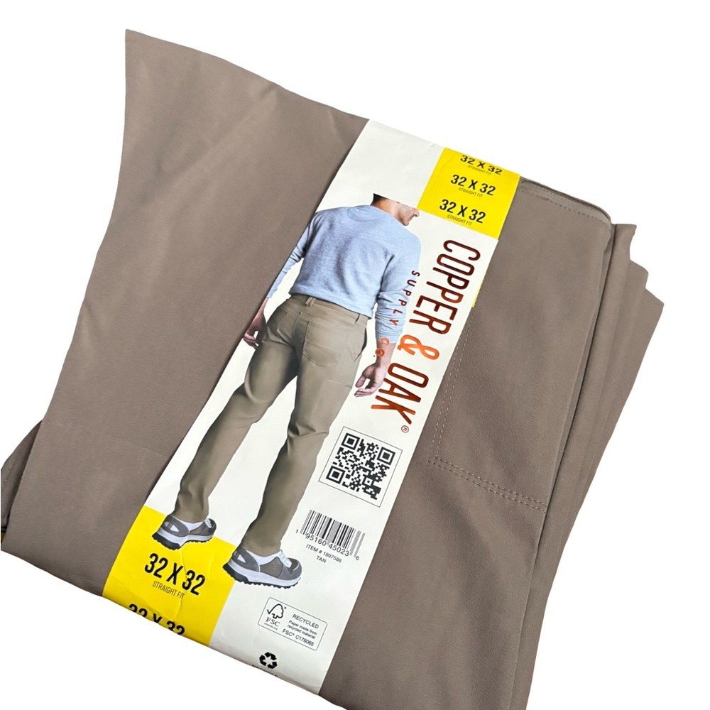 Copper & Oak Men's 32x32  Tech Utility Pants Tan Polyester Zipper Pocket NWT - Picture 2 of 4